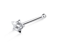 Checked Star Silver Bone Nose Stud NSKD-03a